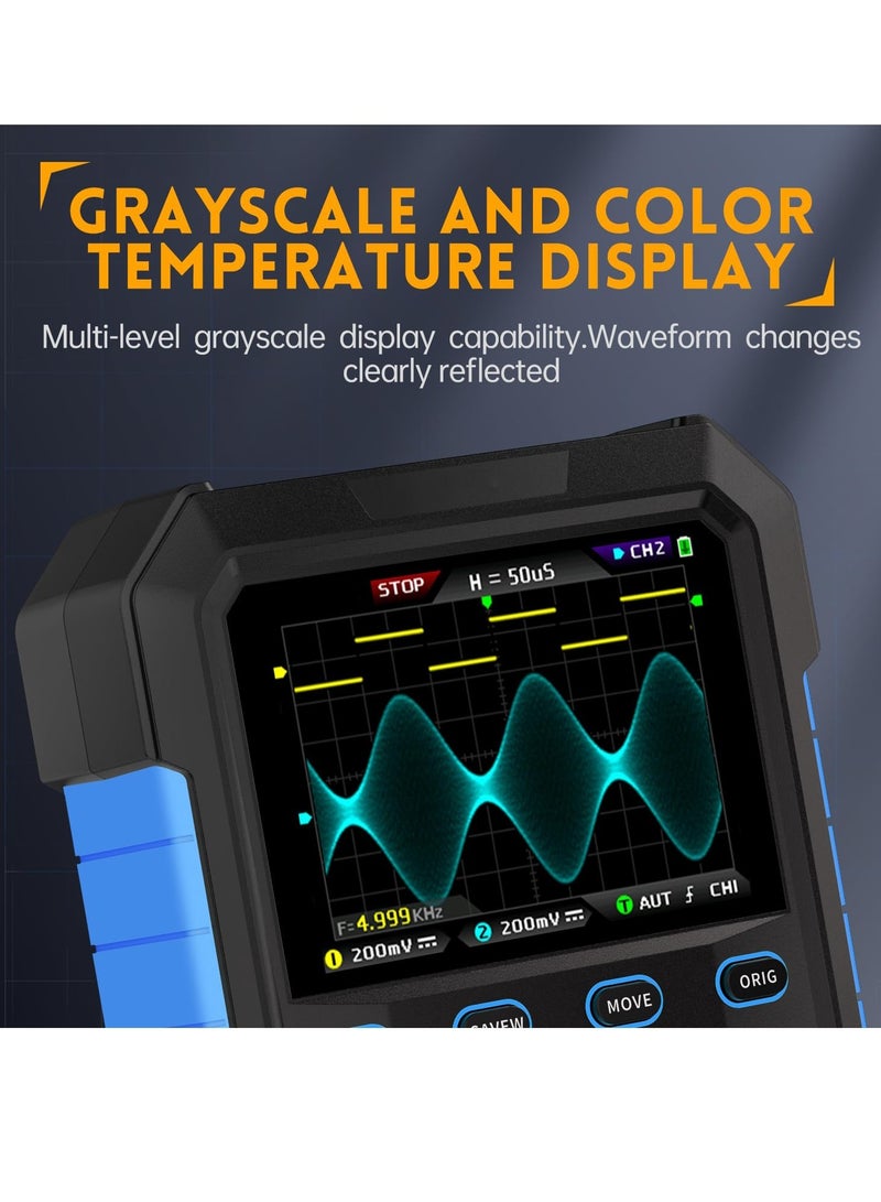 Digital Oscilloscope, DPOX180H 2 Channels Digital Phosphor Oscilloscope, 2 in 1 Handheld Oscilloscope, DDS Signal Generator, 180Mhz Bandwidth 500MSa/s Sampling Rate, for Automobile Maintenance