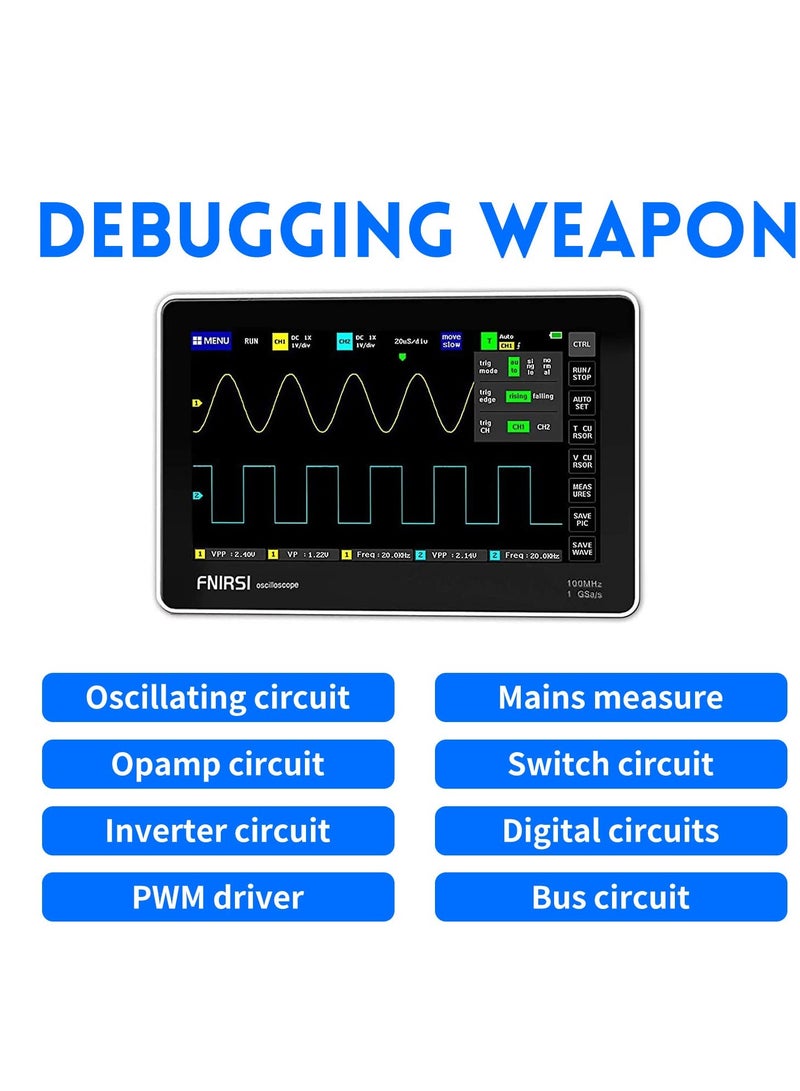 Handheld Tablet 1013D Oscilloscope - 2 Channels 100Mhz, 1GSa/s Sampling Rate, 7