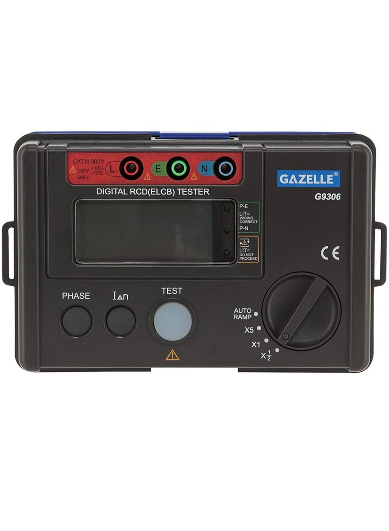 1000-count digital RCD (ELCB) tester with phase switch