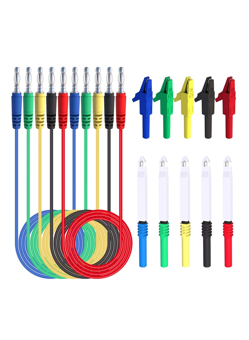 Circuit Testers, Banana to Banana Plug Test Leads Kit, with Alligator Clips Insulation Wire Piercing Probes, for Multimeter Automotive Diagnostic Testing, 4mm