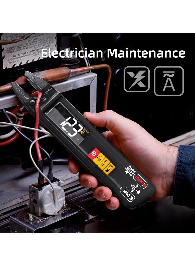 Digital Clamp Meter AC DC Amp Meter Clamp Multimeter, Rechargeable with Smart Mode, Measures Capacitance Diode Duty Cycle Amp Resistance Hz Continuity V-Alert Live Check Environment Temperature