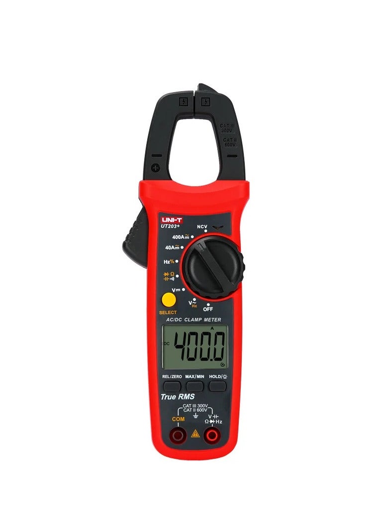 UNI-T UT201 Plus Digital Clamp Meter, AC/DC Current Meter, Voltage and Resistance Measurement, True RMS for Accurate Electrical Readings