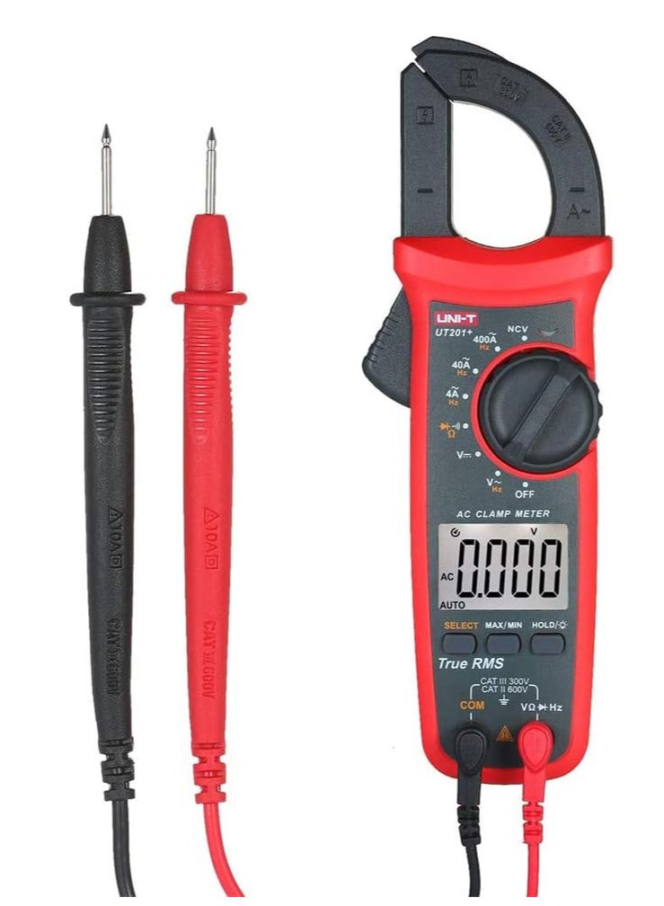 UNI-T UT201 Plus Digital Clamp Meter, AC/DC Current Meter, Voltage and Resistance Measurement, True RMS for Accurate Electrical Readings