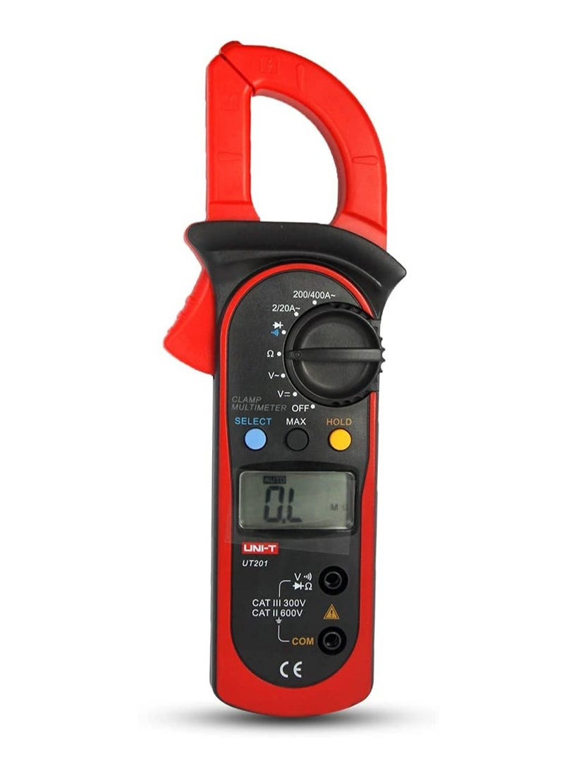 UNI-T UT201 Multimeter With Current Clamp, Digital AC/DC Clamp Meter for Electrical Measurements, Ideal for Current, Voltage, and Resistance Testing