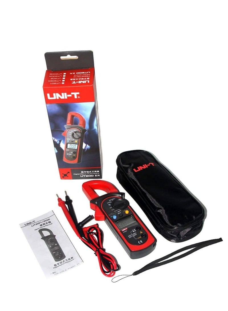 UNI-T UT201 Multimeter With Current Clamp, Digital AC/DC Clamp Meter for Electrical Measurements, Ideal for Current, Voltage, and Resistance Testing