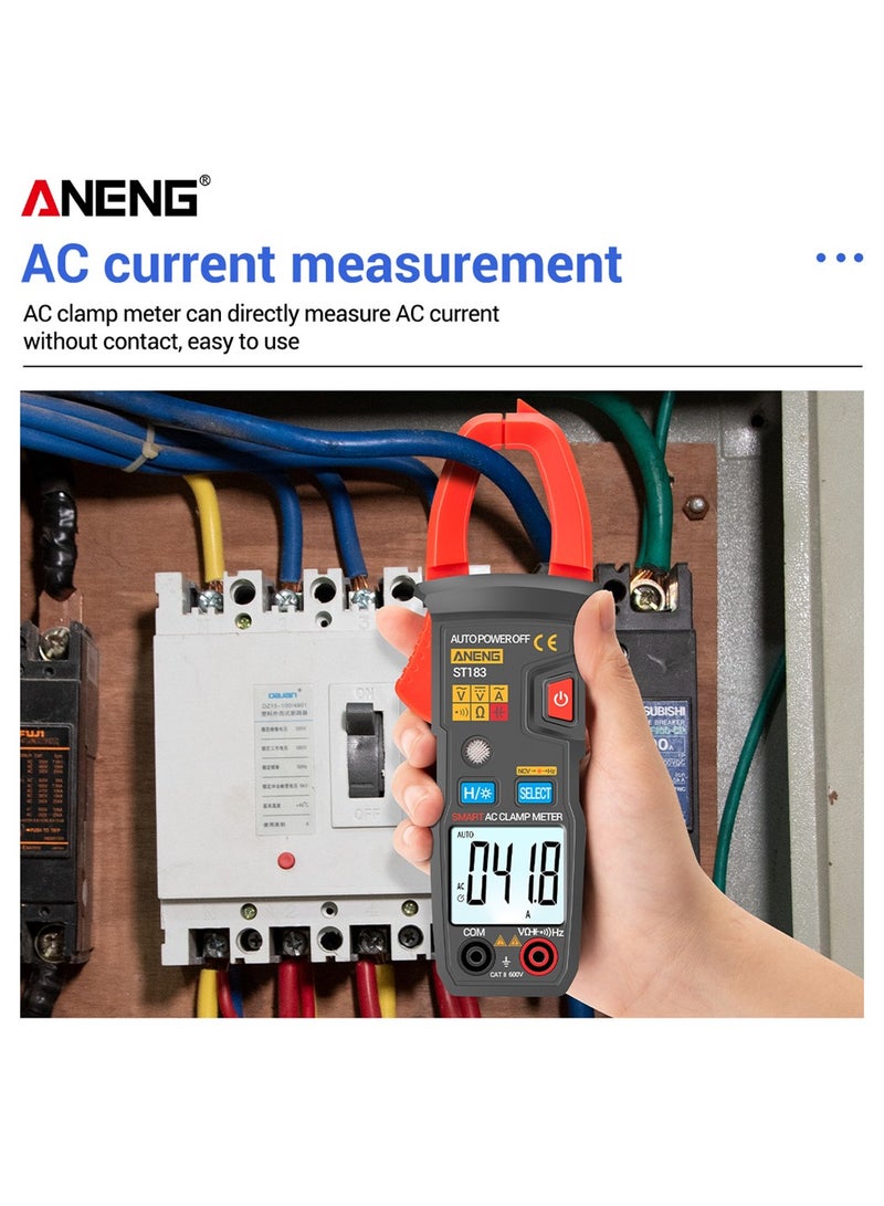 ST183 Digital Clamp Meter AC Current 6000 Counts True RMS Multimeter DC/AC Voltage Tester Hz Capacitance NCV Ohm Tests