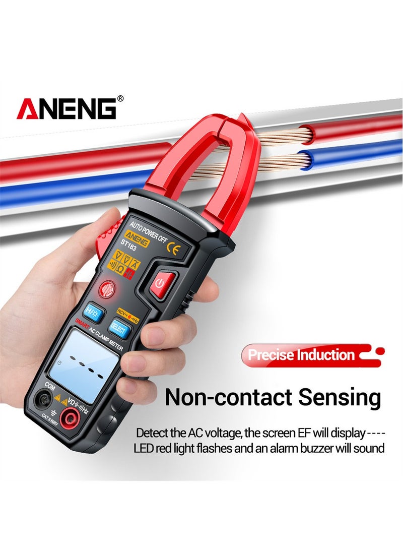 ST183 Digital Clamp Meter AC Current 6000 Counts True RMS Multimeter DC/AC Voltage Tester Hz Capacitance NCV Ohm Tests