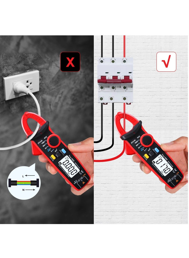 UT210e Digital Clamp Meter AC DC Amp Meter Clamp Multimeter True RMS 2000 Counts Voltmeter Continuity Tester Capacitor HVAC Tool Multi Tester