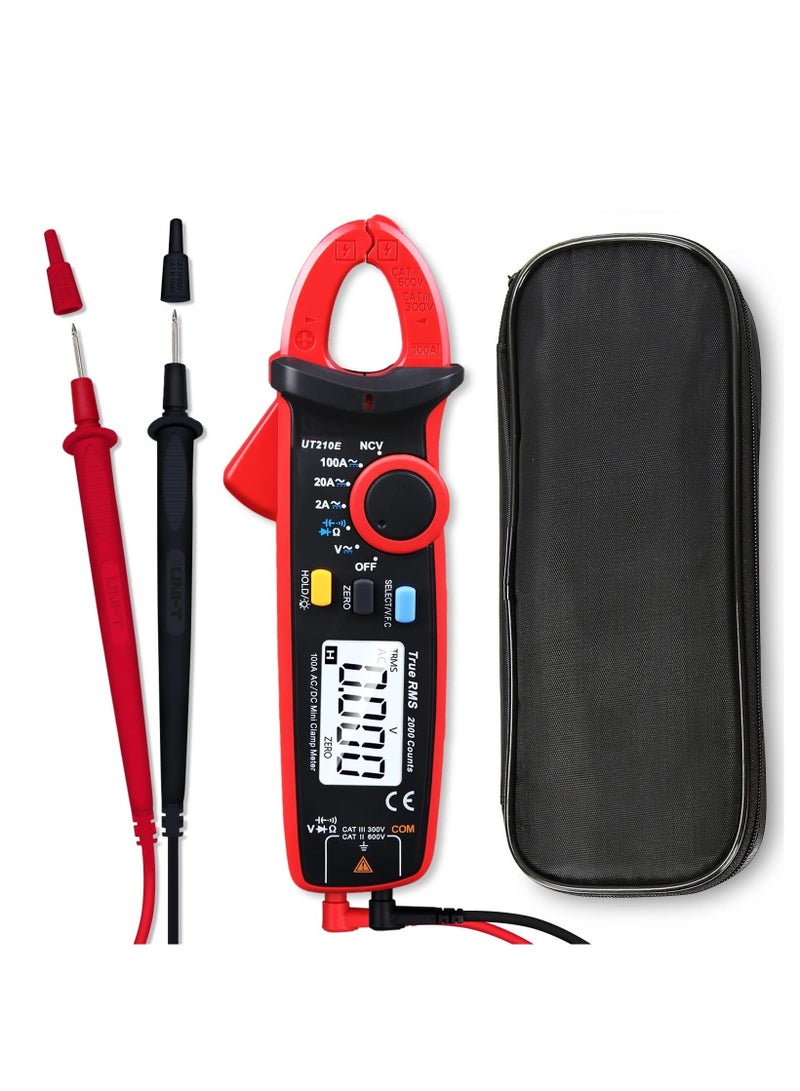 UT210e Digital Clamp Meter AC DC Amp Meter Clamp Multimeter True RMS 2000 Counts Voltmeter Continuity Tester Capacitor HVAC Tool Multi Tester