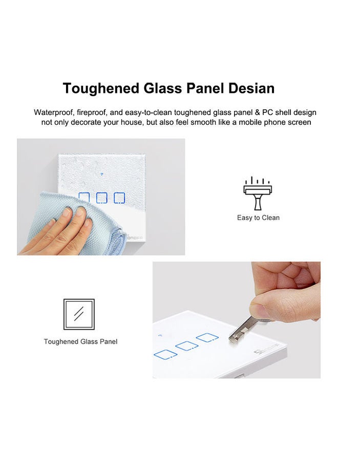 Wireless Smart Touch Switch Voice Control Compatible With Google Assistant White