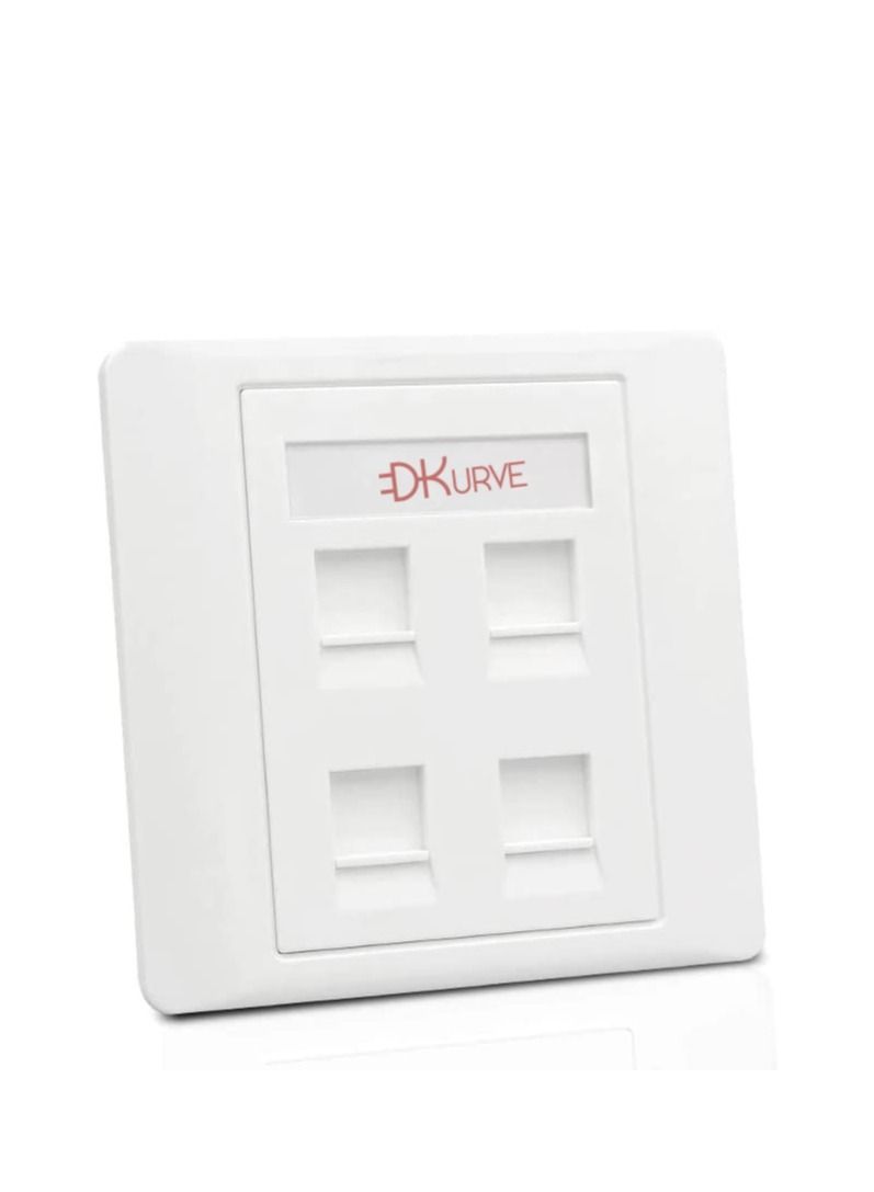 DKURVE CAT6 RJ45 Wall Outlet With 4 Ports Shielded Network Socket Insert Keystone Jack Faceplate