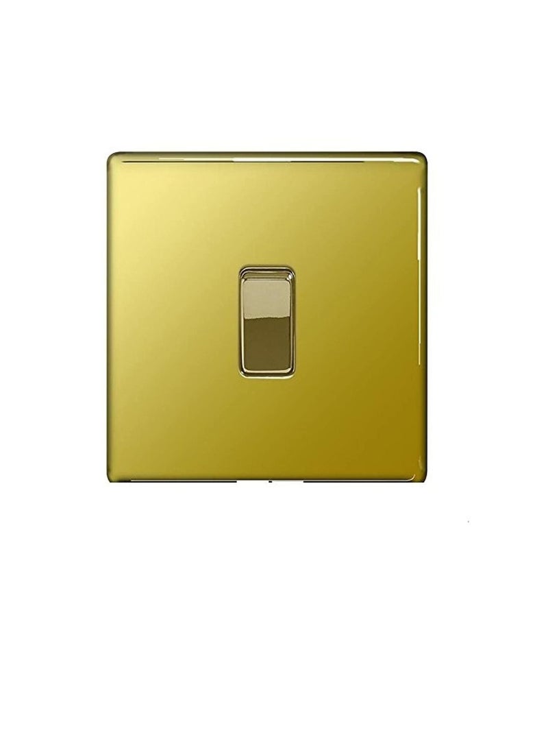 BG Electrical FPB1212 1-Gang 2-Way Metal Brushed/Stainless Steel Light Switch - Polished Brass