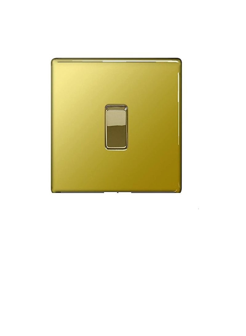 BG Electrical FPB1212 1-Gang 2-Way Metal Brushed/Stainless Steel Light Switch - Polished Brass