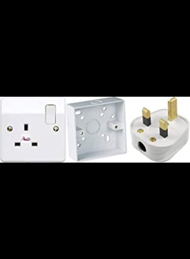 15Amp Switch Socket With 3x3 PVC Box & Top Plug 4