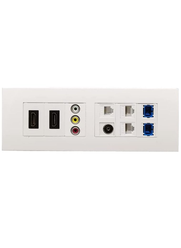 DKURVE® Wall Panel Plate 2xHDMI compatible RCA Audio Video Plug RJ11 Phone Analog ATV Dual