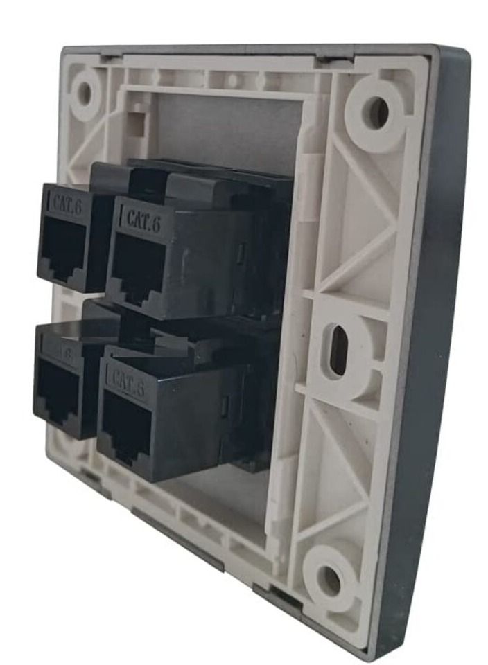 Black Color Female CAT6 LAN Direct Socket For Computer RJ45 Wall Panel (4 - PORT)