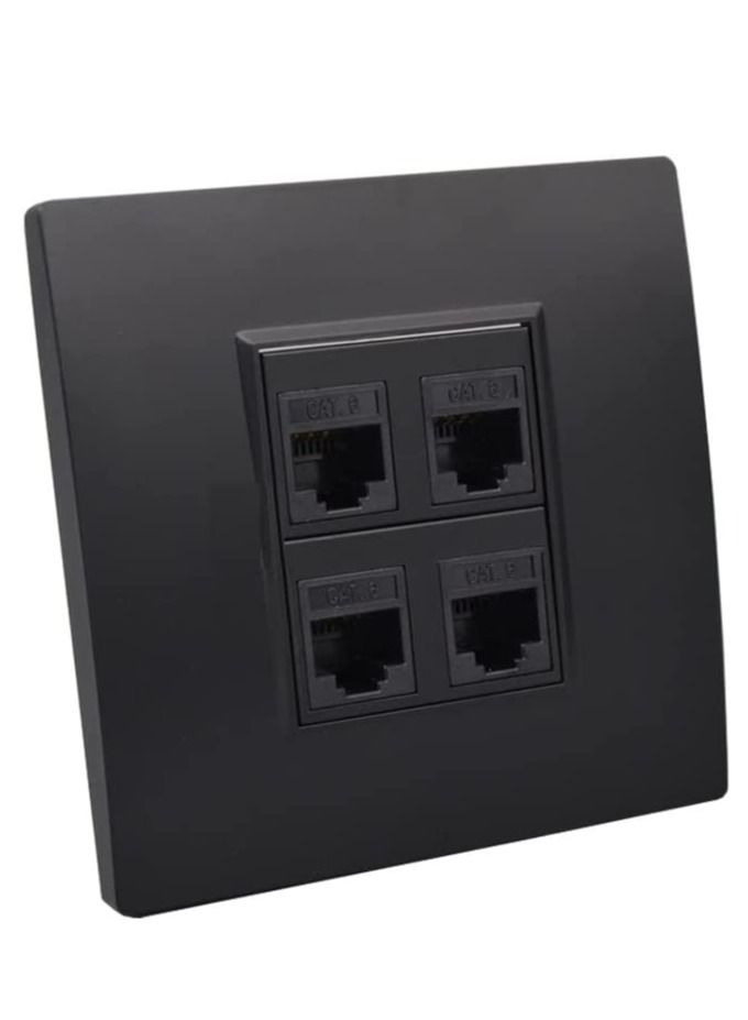 Black Color Female CAT6 LAN Direct Socket For Computer RJ45 Wall Panel (4 - PORT)