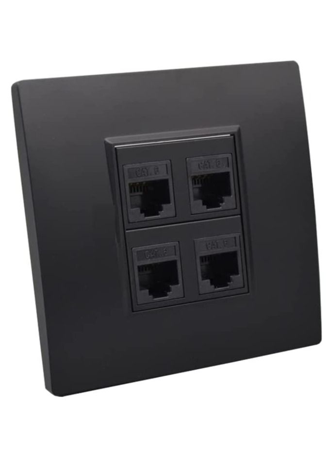 Black Color Female CAT6 LAN Direct Socket For Computer RJ45 Wall Panel (4 - PORT)