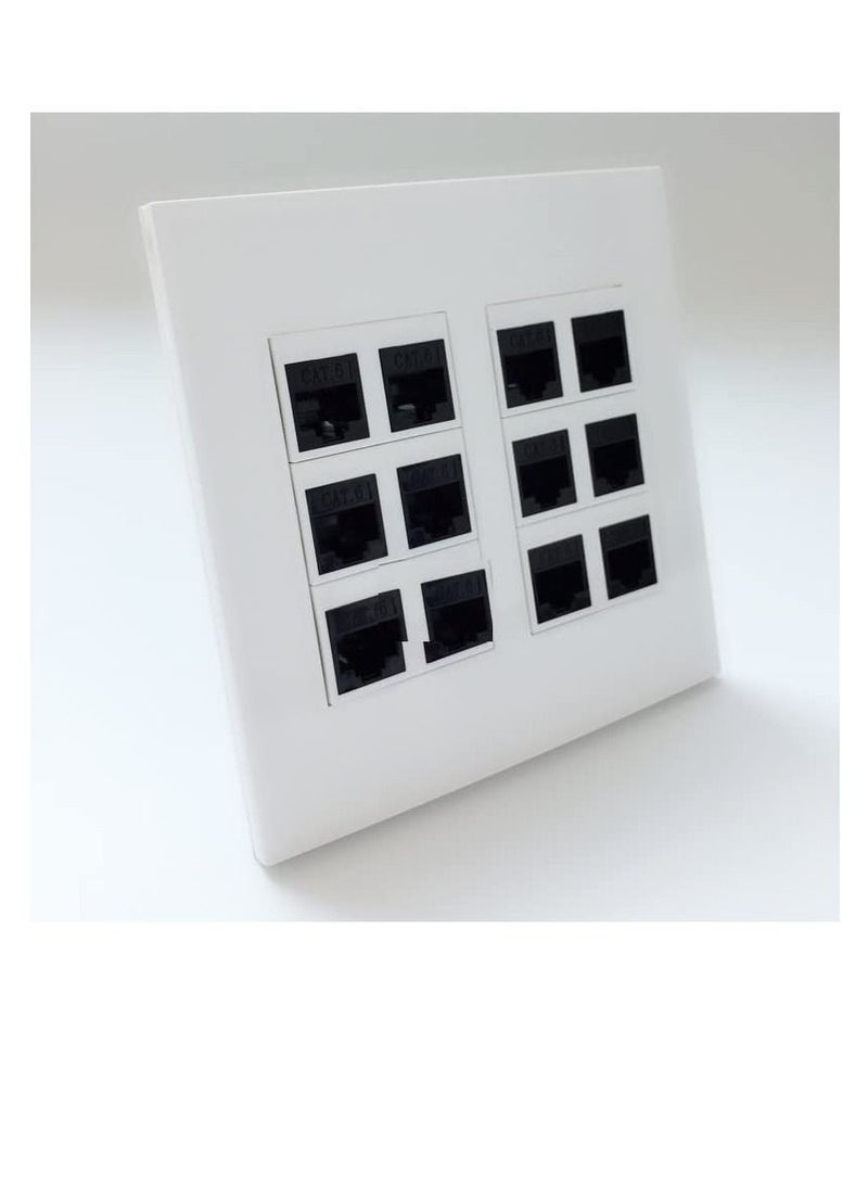 RJ45 CAT 6 Wall Panel Plate With 12 Ports CAT6 RJ45 Female Keystone Connector