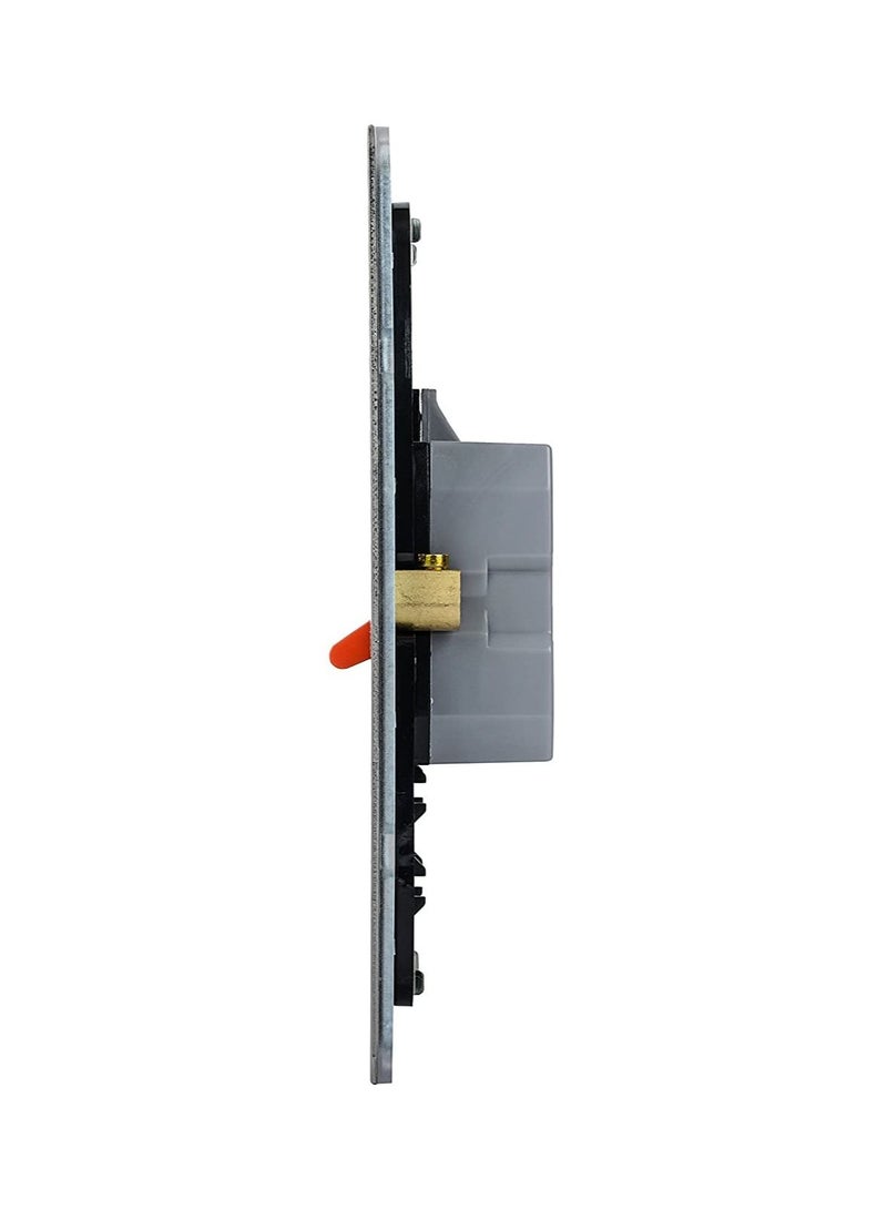RACO Schneider Electric Ultimate Screwless Flat Plate Double Control Switch With Neon Indicator, Double Pole, 50AX, GU4421BSS, Stainless Steel With Black Insert