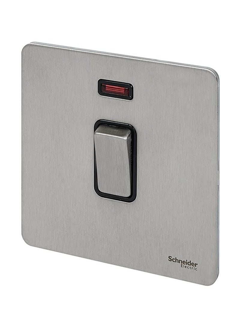 RACO Schneider Electric Ultimate Screwless Flat Plate - Light Switch, Double Pole, 20AX, GU2411BSS, Stainless Steel with Black Insert