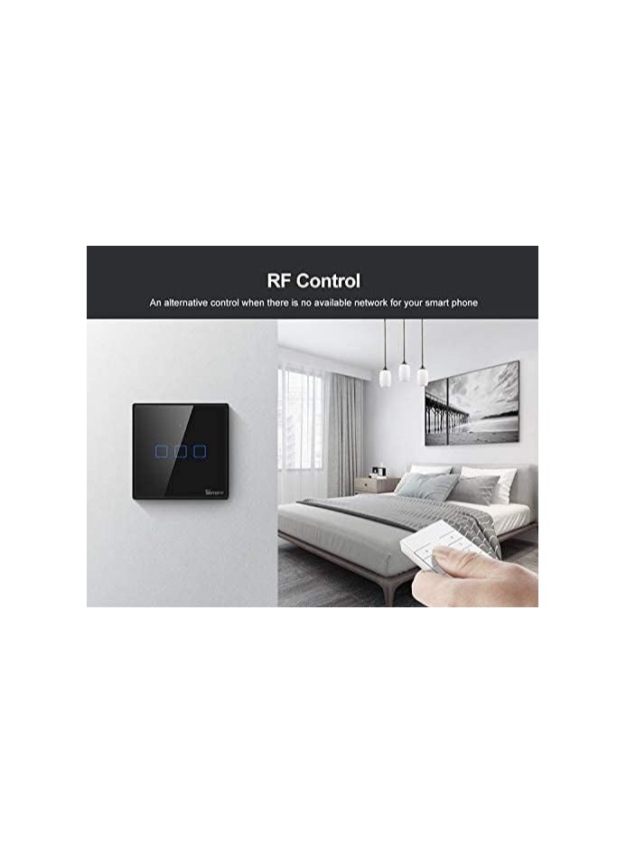 Sonoff TX T3UK1C-TX 86 1 Gang Way Smart WiFi Switch RF433 Remote Control for Alexa Google Home UK Plug - Black