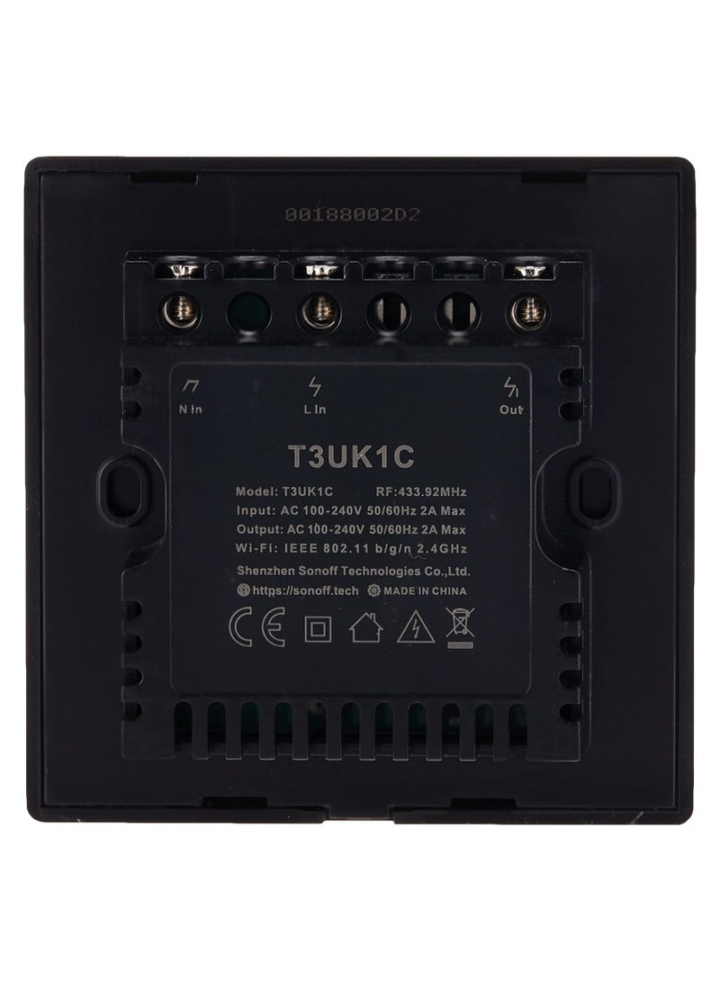 Sonoff TX T3UK1C-TX 86 1 Gang Way Smart WiFi Switch RF433 Remote Control for Alexa Google Home UK Plug - Black