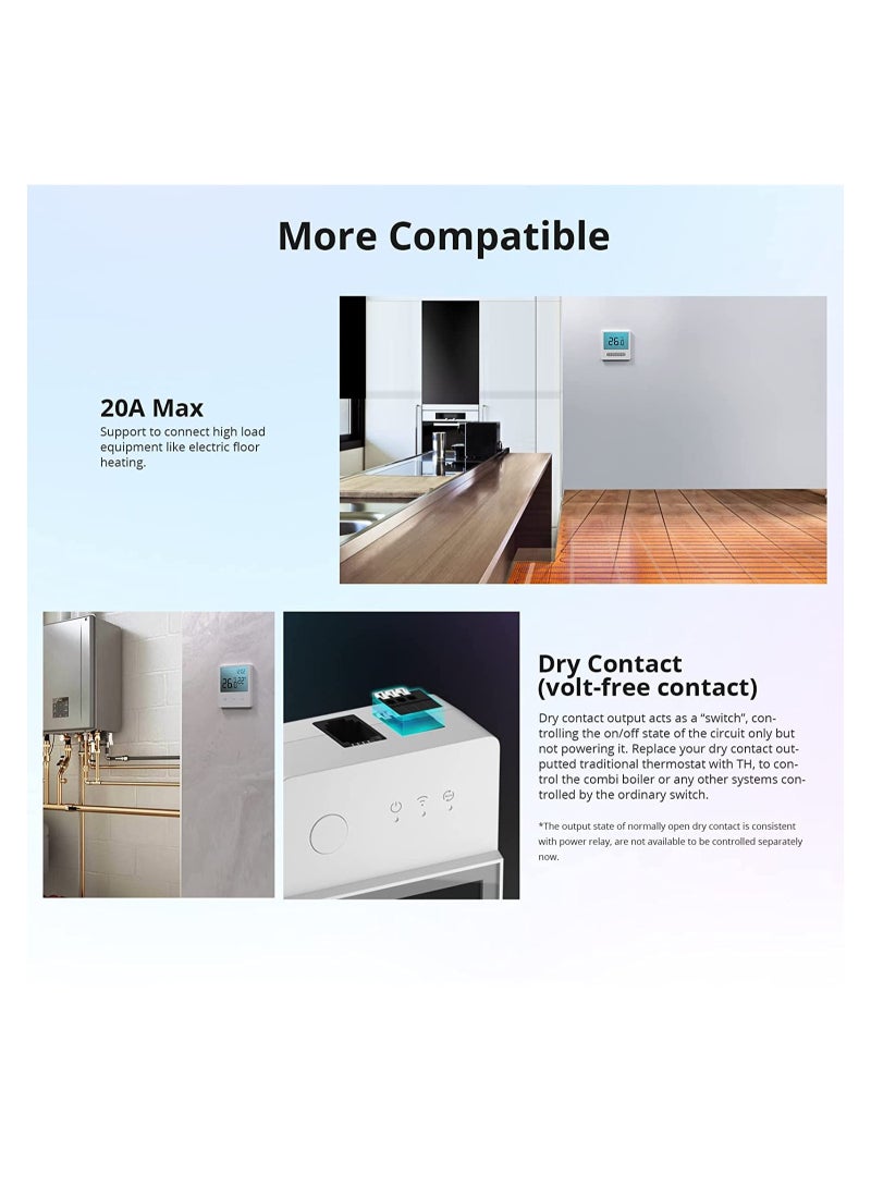 Smart Temperature and Humidity Monitoring Switch THR320D 20A Support Voice Control With RJ9 4P4C Interface