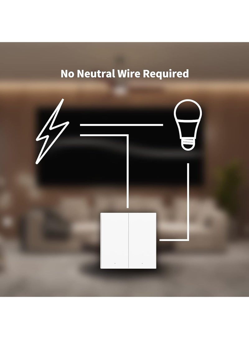Wall  Switch H1 white no neutral double rocker