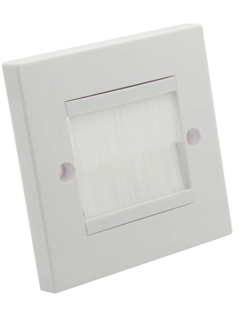 DKURVE® Brush Wall Plate Cable Passthrough Wall Outlet Cable Entry 86 UK Style – White (WHITE)