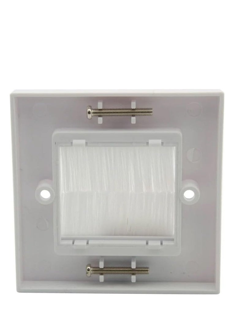 DKURVE® Brush Wall Plate Cable Passthrough Wall Outlet Cable Entry 86 UK Style – White (WHITE)