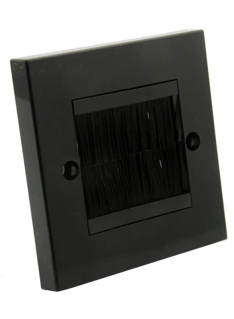 DKURVE® Brush Wall Plate Cable Passthrough Wall Outlet Cable Entry 86 UK Style – White (BLACK)