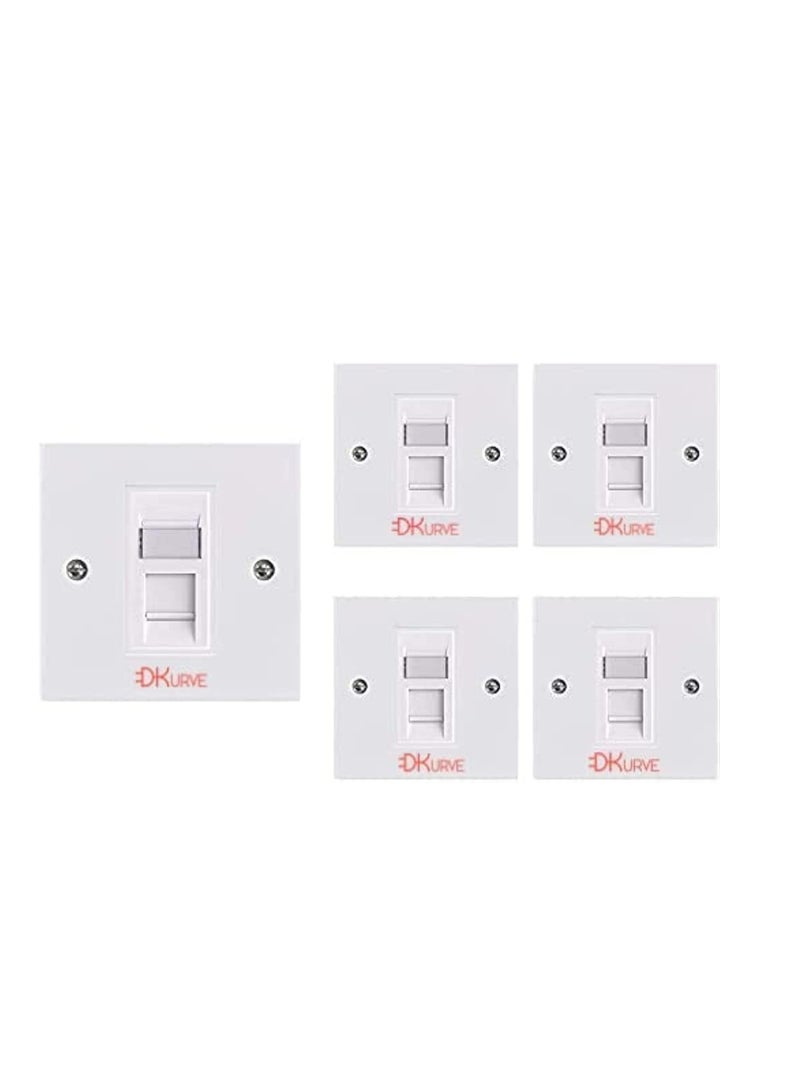 DKURVE® RJ45 Socket Cat6 Network Single Port Flat Face Wall Plate with Keystone Jack (5 SET)