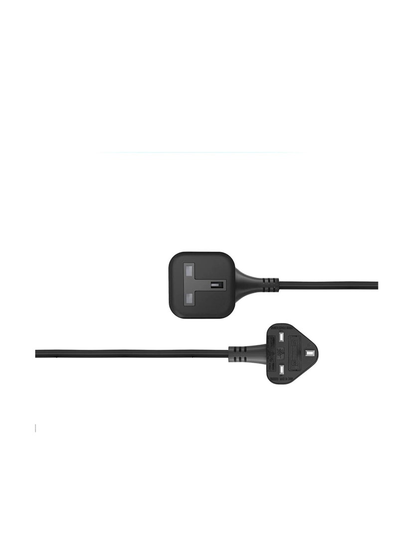 DKURVE 1 Way Gang Extension Lead 13 AMP Single Socket Extension Lead, UK 3 Pin Fused Plug male to female Travel Use Extension Cord 3 Meter
