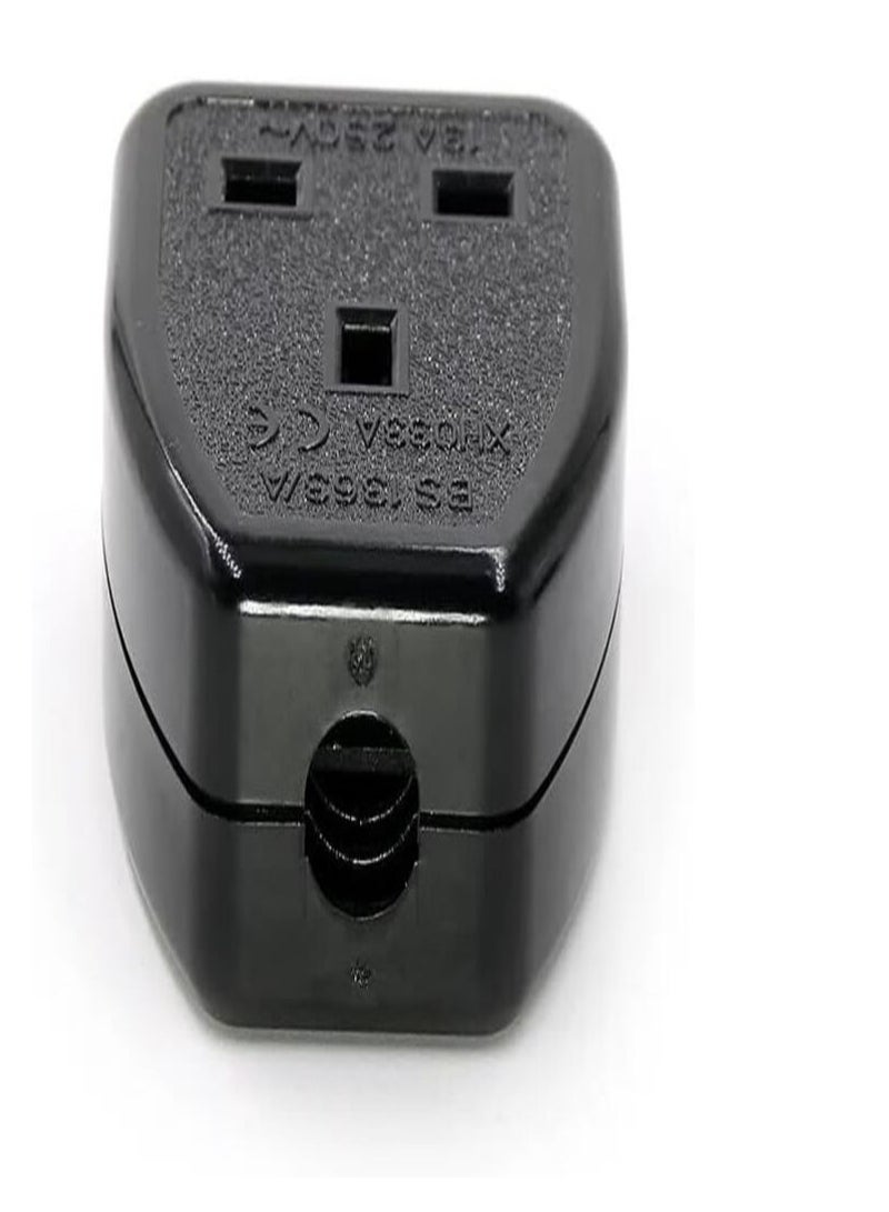DKURVE® 16A Industrial Socket Plug To 13A Socket Extension 14AWG Lead Black Male to 1 Gang Socket Hook Up Extension Cable Lead 0.5 Meter