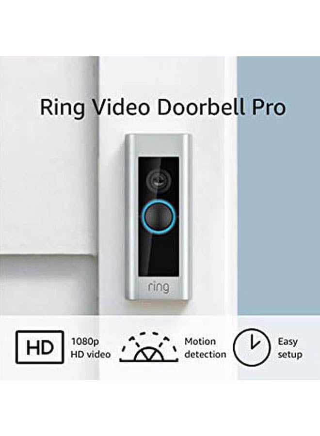 Video Pro Doorbell Satin nickel 4.5x4.5x1.9inch