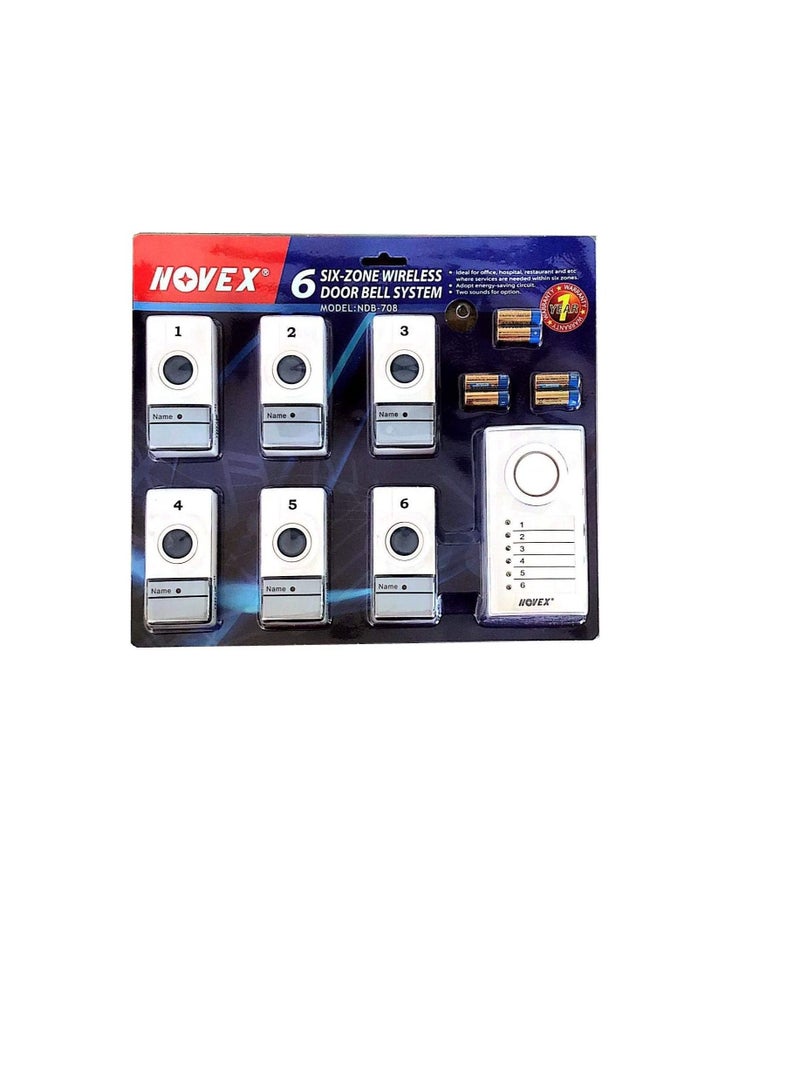 Novex Six Zone Wireless Door Calling Bell System