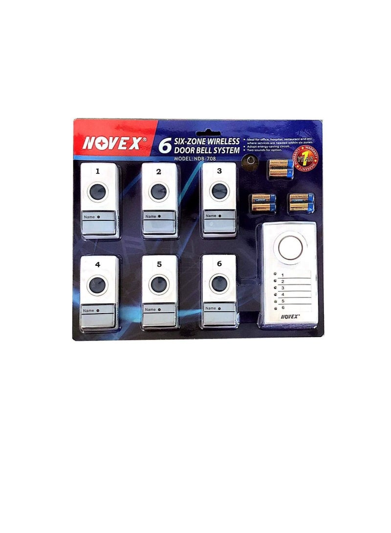 Novex Six Zone Wireless Door Calling Bell System