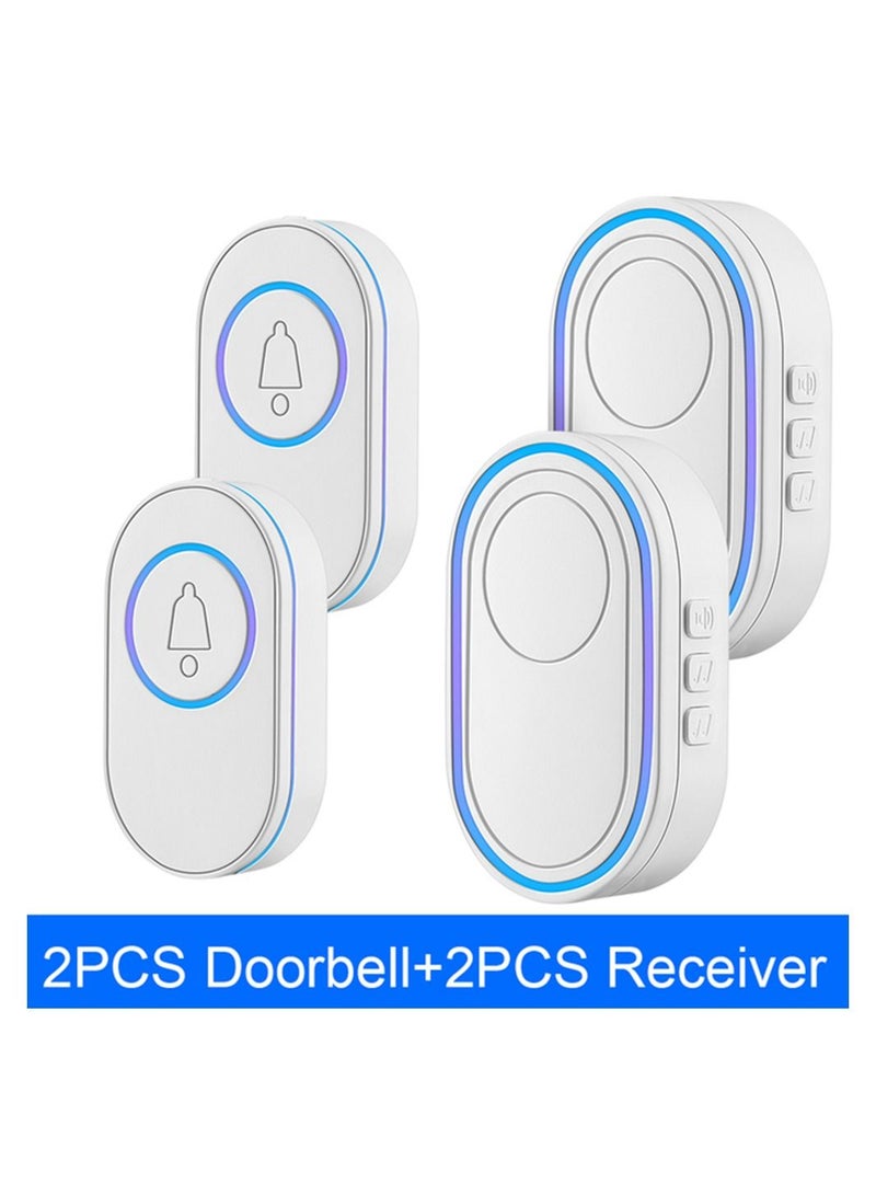 Wireless Doorbell LED Flash Security Alarm Outdoor Waterproof Smart Home Intelligent Door Bell Chime Kit