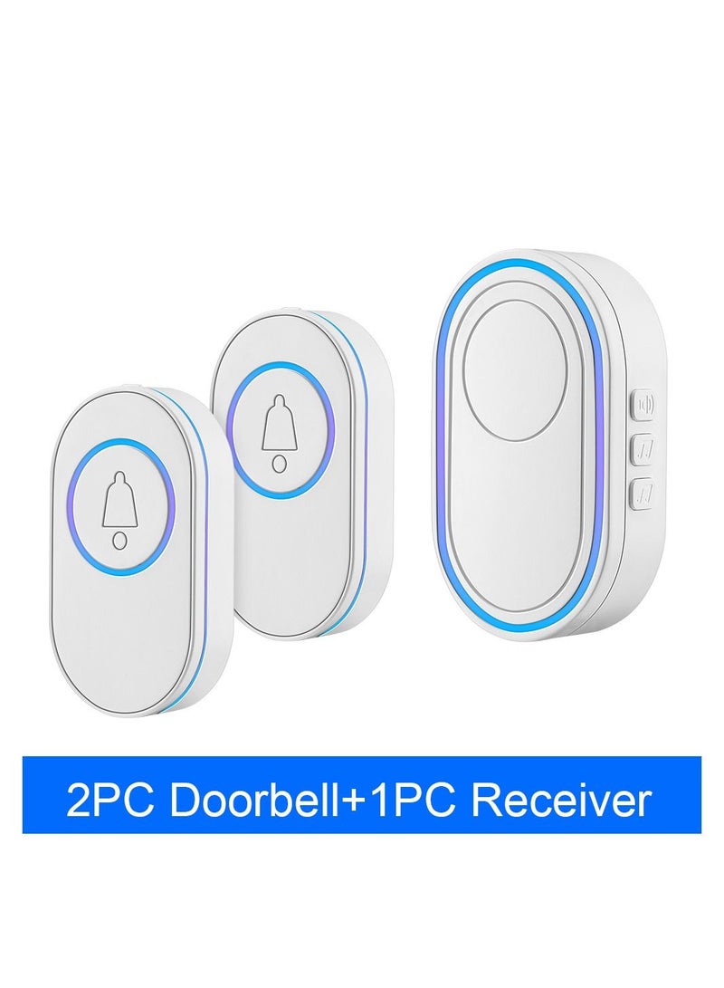 Wireless Doorbell LED Flash Security Alarm Outdoor Waterproof Smart Home Intelligent Door Bell Chime Kit