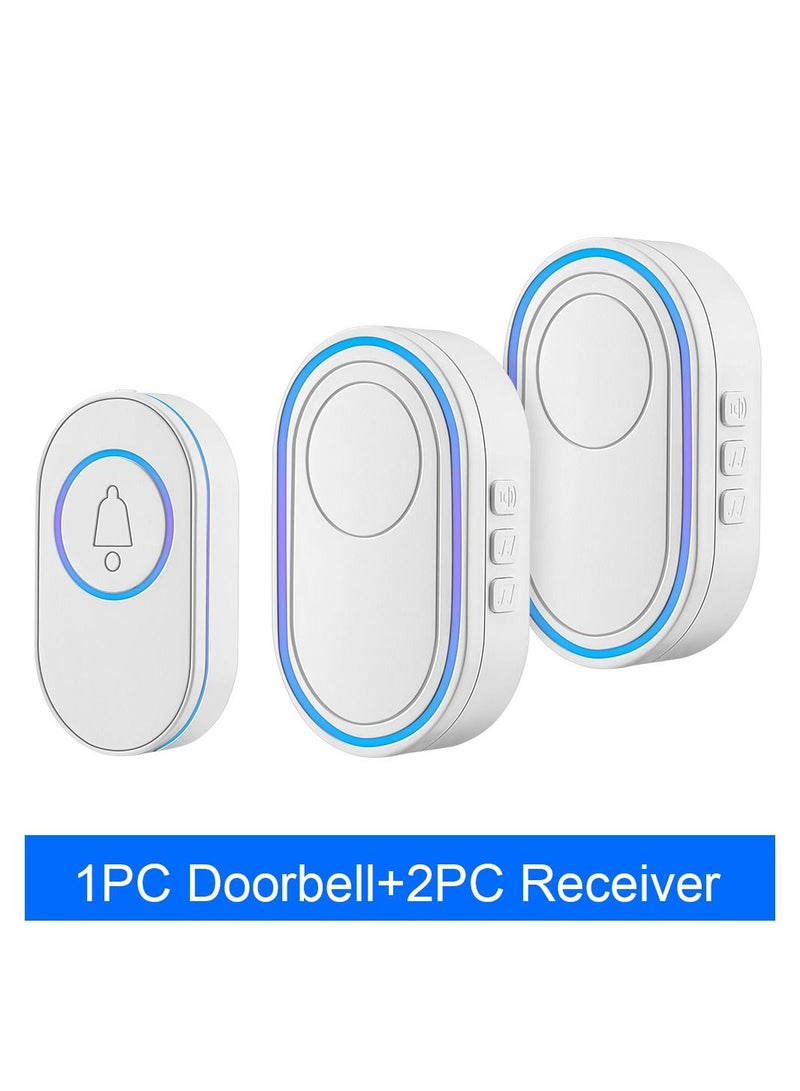 Wireless Doorbell LED Flash Security Alarm Outdoor Waterproof Smart Home Intelligent Door Bell Chime Kit