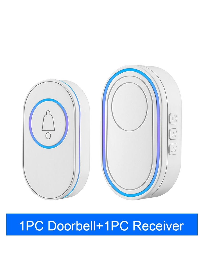 Wireless Doorbell LED Flash Security Alarm Outdoor Waterproof Smart Home Intelligent Door Bell Chime Kit