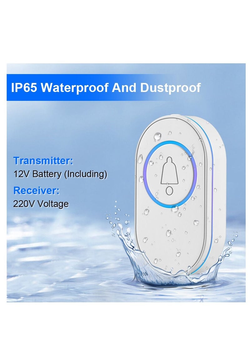 Wireless Doorbell LED Flash Security Alarm Outdoor Waterproof Smart Home Intelligent Door Bell Chime Kit