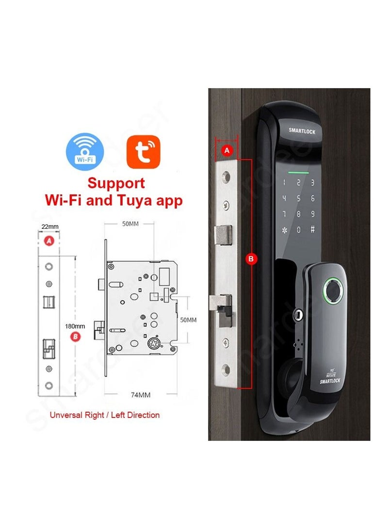 Door Lock Fingerprint Biometric Frosted Panel Digital Password Key Electronic Lock