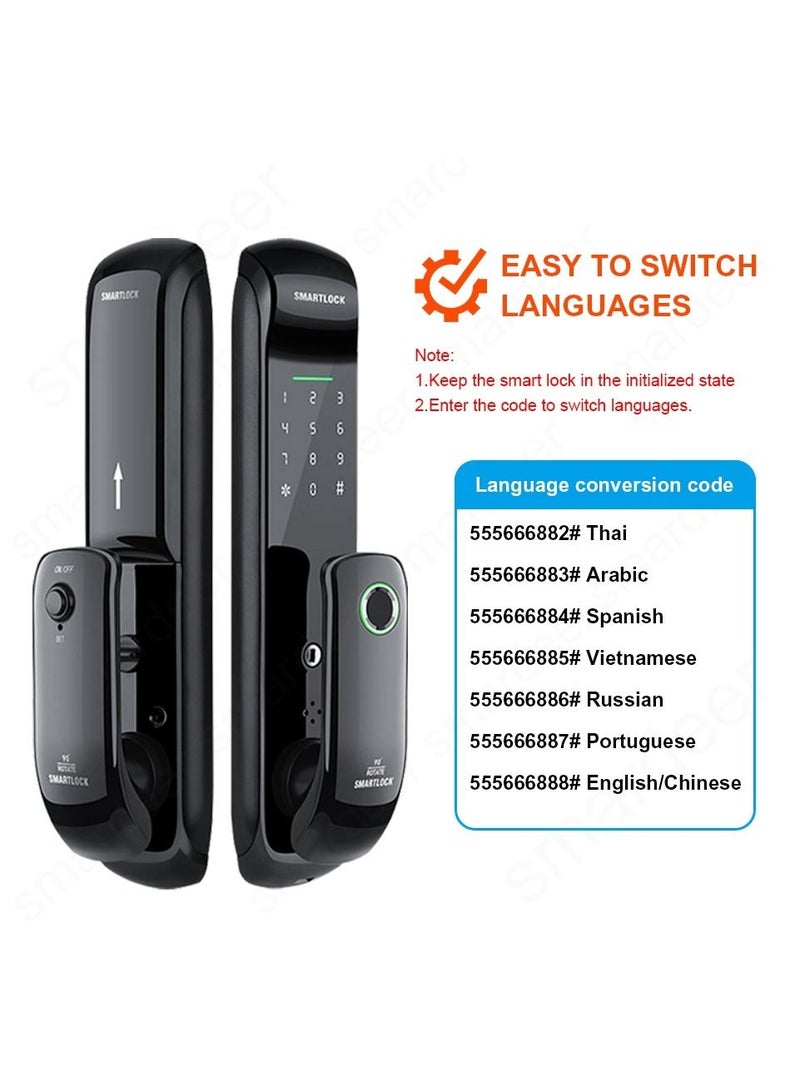 Door Lock Fingerprint Biometric Frosted Panel Digital Password Key Electronic Lock