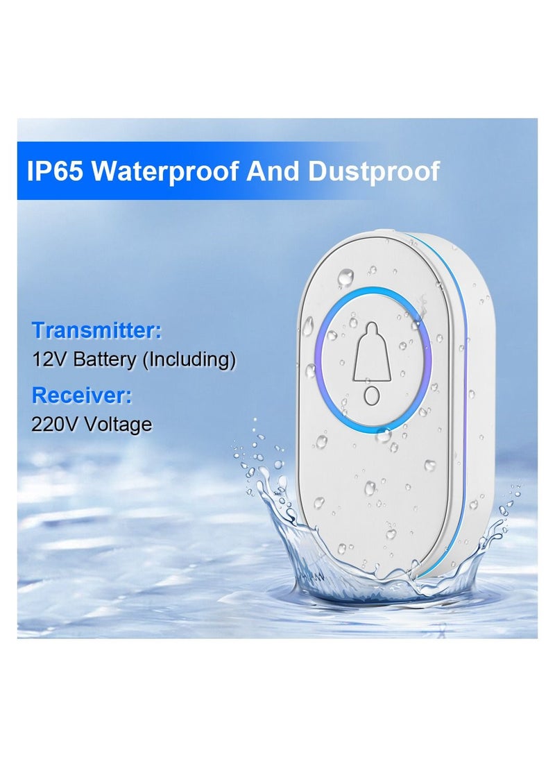 Wireless Doorbell LED Flash Security Alarm Outdoor Waterproof Smart Home Intelligent Door Bell Chime Kit