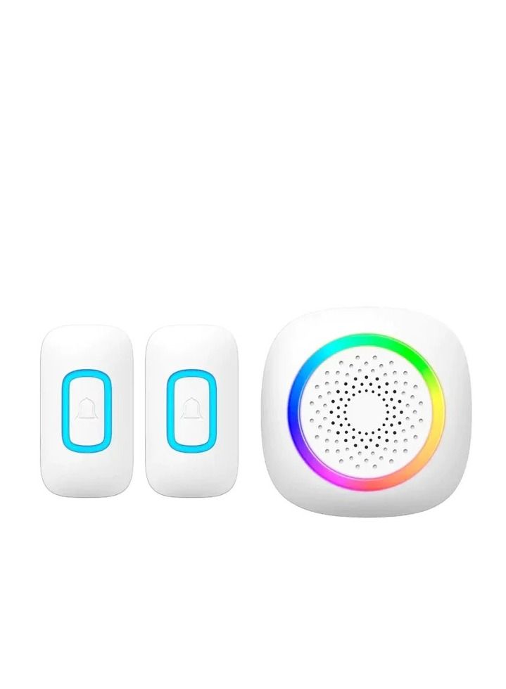 Wireless Doorbell Night Light LED Chimes 300M With Two Button Distance Battery Support