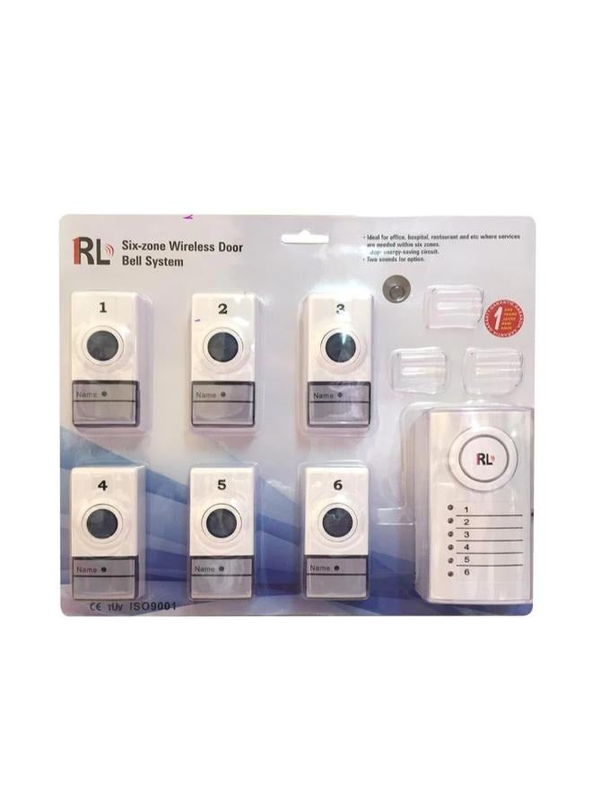 6-Zone Wireless Door Bell System with Push Buttons