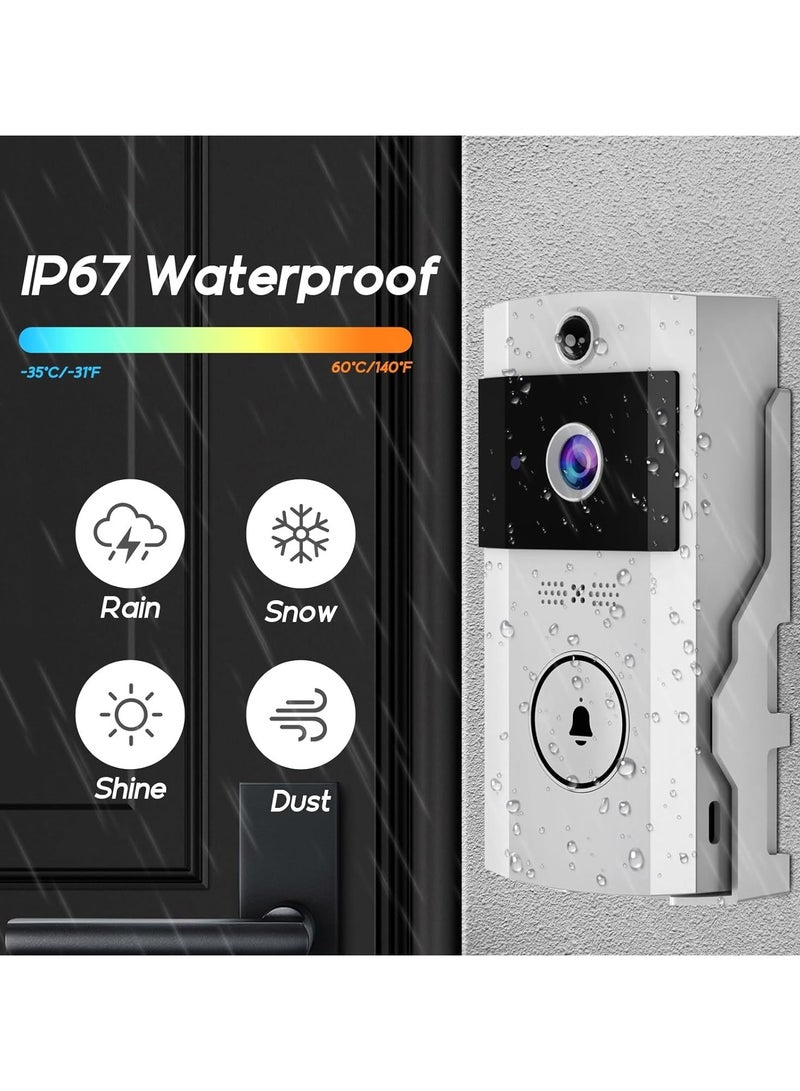 Door Bells with Camera Wireless Chime HD 100MP Video Camera Rechargeable Battery Powered Remote Control View Intercom