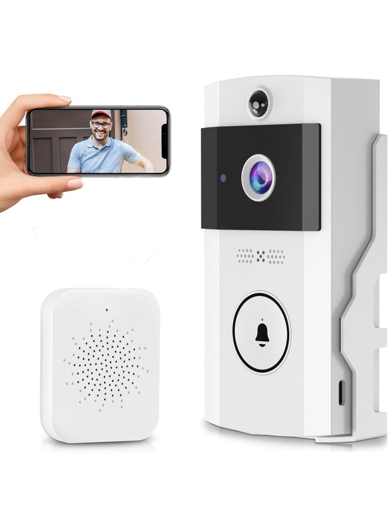 Door Bells with Camera Wireless Chime HD 100MP Video Camera Rechargeable Battery Powered Remote Control View Intercom